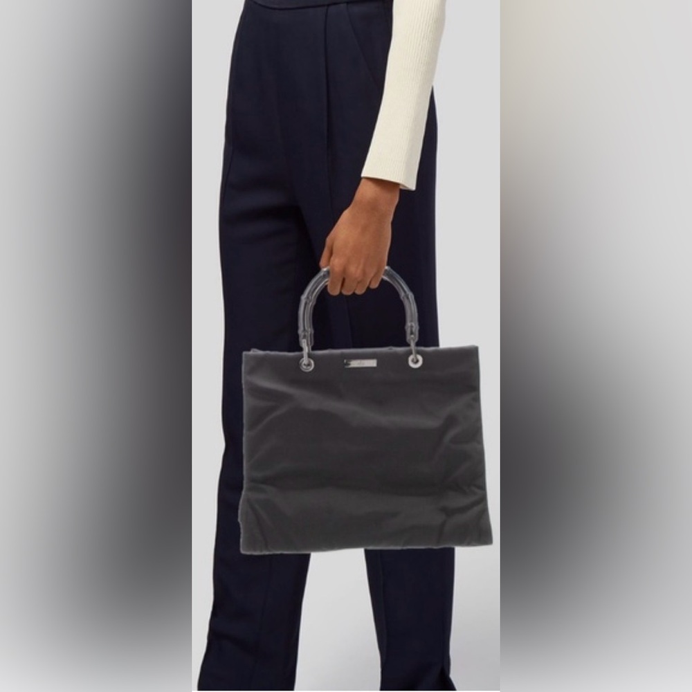 Vintage Gucci black nylon bamboo top handle tote bag pre-owned - Picture 2 of 15